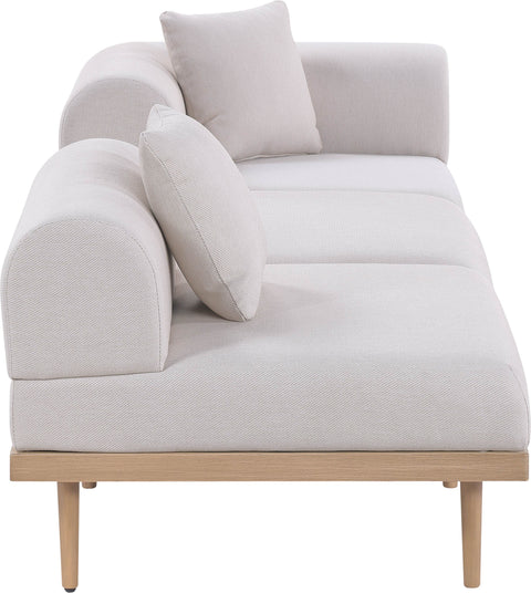 Mira 106.5" Beige Resilient Water Resistant Fabric Upholstered Outdoor Patio Sofa, 3-Piece (Style 4)