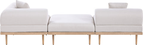 Mira 106.5" Beige Resilient Water Resistant Fabric Upholstered Outdoor Patio Sofa, 3-Piece (Style 4)