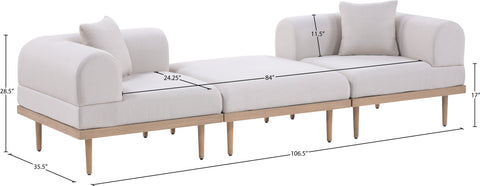 Mira 106.5" Beige Resilient Water Resistant Fabric Upholstered Outdoor Patio Sofa, 3-Piece (Style 5)