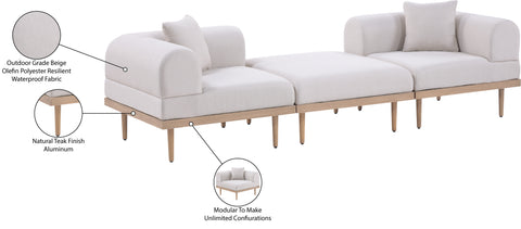 Mira 106.5" Beige Resilient Water Resistant Fabric Upholstered Outdoor Patio Sofa, 3-Piece (Style 5)