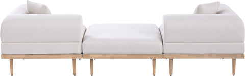 Mira 106.5" Beige Resilient Water Resistant Fabric Upholstered Outdoor Patio Sofa, 3-Piece (Style 5)
