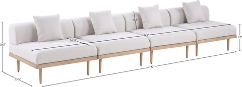 Mira 142" Beige Resilient Water Resistant Fabric Upholstered Outdoor Patio Sofa, 4-Piece