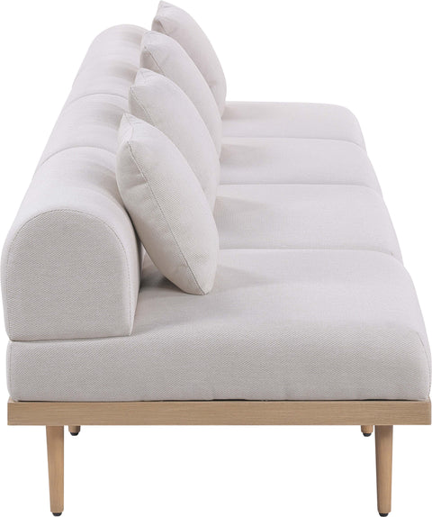 Mira 142" Beige Resilient Water Resistant Fabric Upholstered Outdoor Patio Sofa, 4-Piece