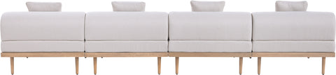 Mira 142" Beige Resilient Water Resistant Fabric Upholstered Outdoor Patio Sofa, 4-Piece