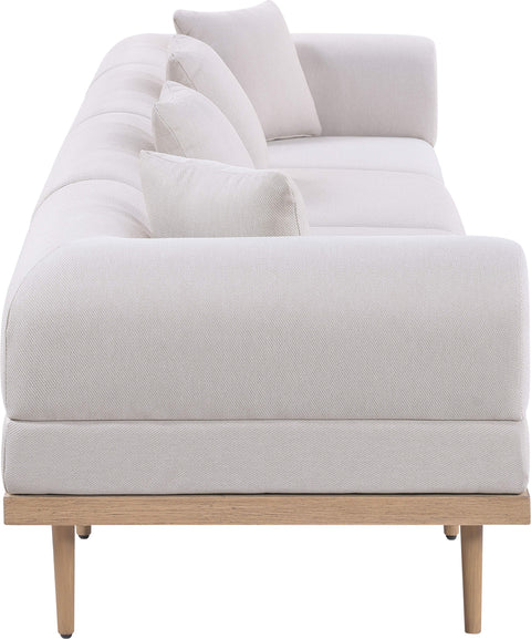 Mira 142" Beige Resilient Water Resistant Fabric Upholstered Outdoor Patio Sofa, 4-Piece (Style 2)