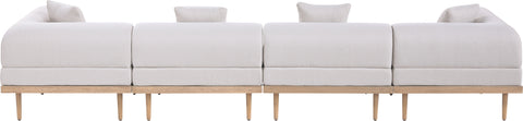 Mira 142" Beige Resilient Water Resistant Fabric Upholstered Outdoor Patio Sofa, 4-Piece (Style 2)