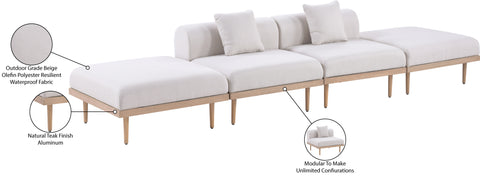 Mira 142" Beige Resilient Water Resistant Fabric Upholstered Outdoor Patio Sofa, 4-Piece (Style 3)
