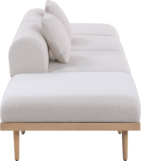 Mira 142" Beige Resilient Water Resistant Fabric Upholstered Outdoor Patio Sofa, 4-Piece (Style 3)