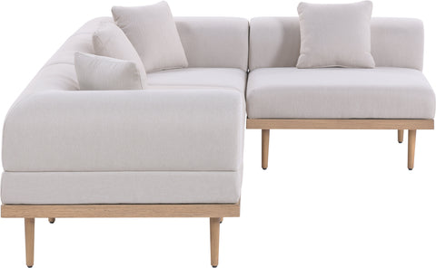 Mira 106.5" Beige Resilient Water Resistant Fabric Upholstered Outdoor Patio Sectional, 4-Piece (Style 2)