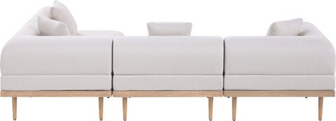 Mira 106.5" Beige Resilient Water Resistant Fabric Upholstered Outdoor Patio Sectional, 4-Piece (Style 2)