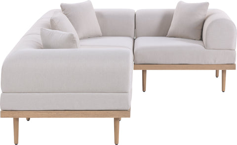 Mira 106.5" Beige Resilient Water Resistant Fabric Upholstered Outdoor Patio Sectional, 4-Piece (Style 3)