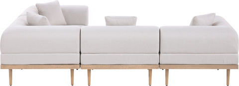 Mira 106.5" Beige Resilient Water Resistant Fabric Upholstered Outdoor Patio Sectional, 4-Piece (Style 3)