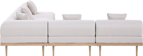 Mira 106.5" Beige Resilient Water Resistant Fabric Upholstered Outdoor Patio Sectional, 5-Piece