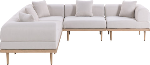 Mira 106.5" Beige Resilient Water Resistant Fabric Upholstered Outdoor Patio Sectional, 5-Piece (Style 2)