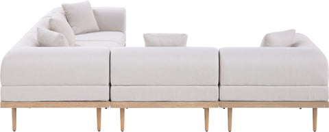Mira 106.5" Beige Resilient Water Resistant Fabric Upholstered Outdoor Patio Sectional, 5-Piece (Style 2)