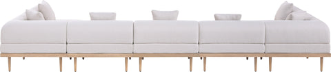 Mira 177.5" Beige Resilient Water Resistant Fabric Upholstered Outdoor Patio Sectional, 7-Piece