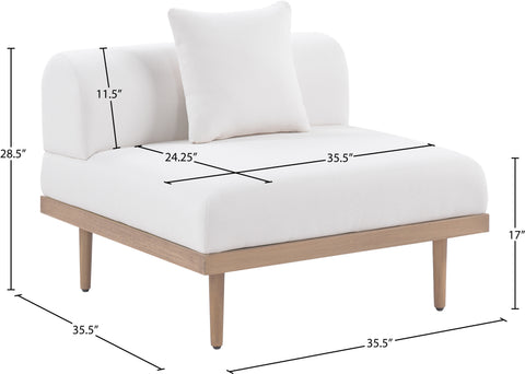 Mira Cream Resilient Water Resistant Fabric Upholstered Outdoor Patio Armless Chair, 1 Piece