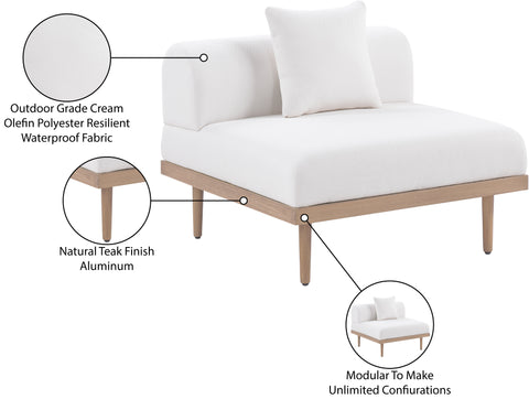 Mira Cream Resilient Water Resistant Fabric Upholstered Outdoor Patio Armless Chair, 1 Piece