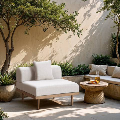 Mira Cream Resilient Water Resistant Fabric Upholstered Outdoor Patio Armless Chair, 1 Piece