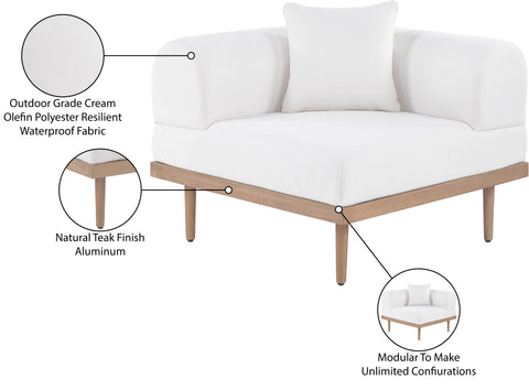 Mira Cream Resilient Water Resistant Fabric Upholstered Outdoor Patio Corner Chair, 1 Piece