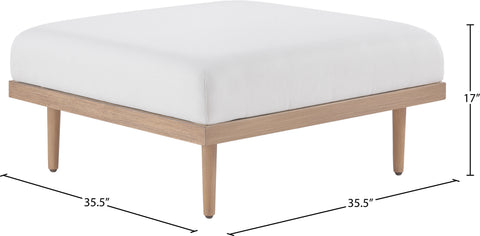Mira Cream Resilient Water Resistant Fabric Upholstered Outdoor Patio Ottoman, 1 Piece