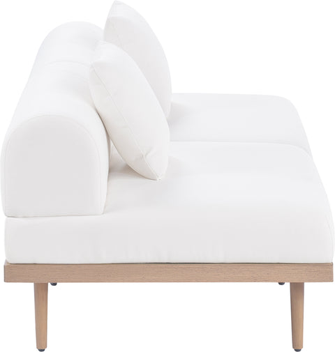Mira 71" Cream Resilient Water Resistant Fabric Upholstered Outdoor Patio Loveseat, 2-Piece
