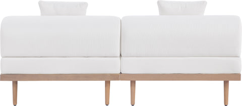 Mira 71" Cream Resilient Water Resistant Fabric Upholstered Outdoor Patio Loveseat, 2-Piece