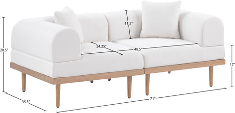 Mira 71" Cream Resilient Water Resistant Fabric Upholstered Outdoor Patio Loveseat, 2-Piece (Style 2)