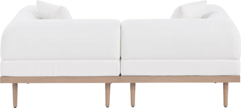 Mira 71" Cream Resilient Water Resistant Fabric Upholstered Outdoor Patio Loveseat, 2-Piece (Style 2)