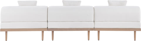 Mira 106.5" Cream Resilient Water Resistant Fabric Upholstered Outdoor Patio Sofa, 3-Piece