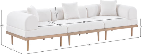 Mira 106.5" Cream Resilient Water Resistant Fabric Upholstered Outdoor Patio Sofa, 3-Piece (Style 2)