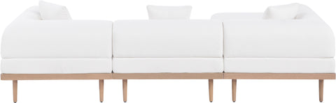Mira 106.5" Cream Resilient Water Resistant Fabric Upholstered Outdoor Patio Sofa, 3-Piece (Style 2)