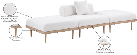 Mira 106.5" Cream Resilient Water Resistant Fabric Upholstered Outdoor Patio Sofa, 3-Piece (Style 3)