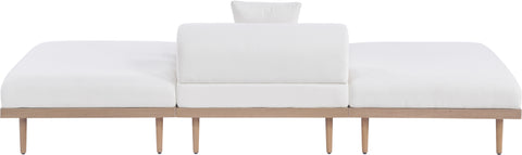 Mira 106.5" Cream Resilient Water Resistant Fabric Upholstered Outdoor Patio Sofa, 3-Piece (Style 3)