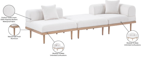 Mira 106.5" Cream Resilient Water Resistant Fabric Upholstered Outdoor Patio Sofa, 3-Piece (Style 4)