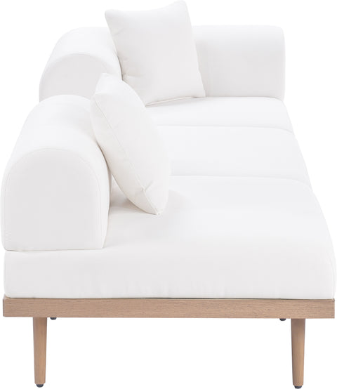 Mira 106.5" Cream Resilient Water Resistant Fabric Upholstered Outdoor Patio Sofa, 3-Piece (Style 4)