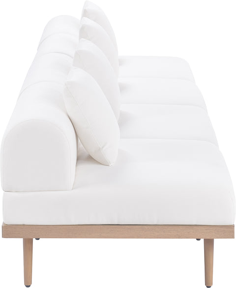 Mira 142" Cream Resilient Water Resistant Fabric Upholstered Outdoor Patio Sofa, 4-Piece