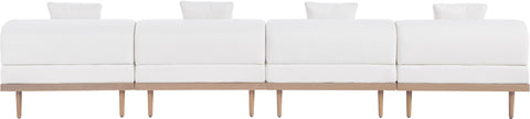 Mira 142" Cream Resilient Water Resistant Fabric Upholstered Outdoor Patio Sofa, 4-Piece