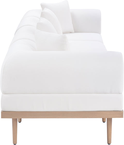 Mira 142" Cream Resilient Water Resistant Fabric Upholstered Outdoor Patio Sofa, 4-Piece (Style 2)