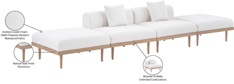 Mira 142" Cream Resilient Water Resistant Fabric Upholstered Outdoor Patio Sofa, 4-Piece (Style 3)