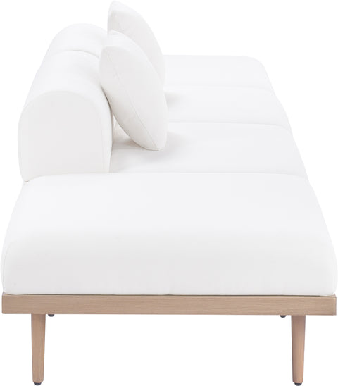 Mira 142" Cream Resilient Water Resistant Fabric Upholstered Outdoor Patio Sofa, 4-Piece (Style 3)