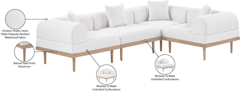 Mira 106.5" Cream Resilient Water Resistant Fabric Upholstered Outdoor Patio Sectional, 4-Piece (Style 3)