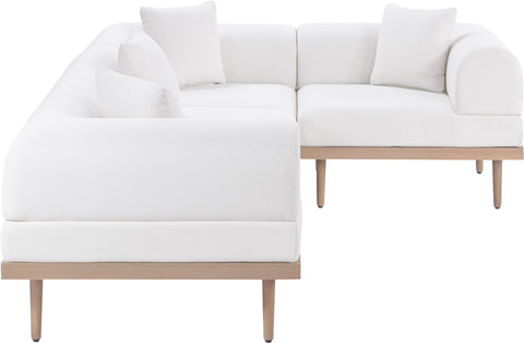 Mira 106.5" Cream Resilient Water Resistant Fabric Upholstered Outdoor Patio Sectional, 4-Piece (Style 3)