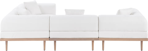 Mira 106.5" Cream Resilient Water Resistant Fabric Upholstered Outdoor Patio Sectional, 4-Piece (Style 3)