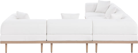 Mira 106.5" Cream Resilient Water Resistant Fabric Upholstered Outdoor Patio Sectional, 5-Piece (Style 2)