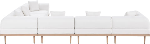 Mira 142" Cream Resilient Water Resistant Fabric Upholstered Outdoor Patio Sectional, 6-Piece