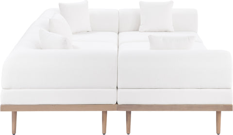 Mira 106.5" Cream Resilient Water Resistant Fabric Upholstered Outdoor Patio Sectional, 6-Piece