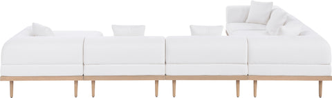 Mira 142" Cream Resilient Water Resistant Fabric Upholstered Outdoor Patio Sectional, 7-Piece