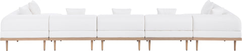 Mira 177.5" Cream Resilient Water Resistant Fabric Upholstered Outdoor Patio Sectional, 7-Piece