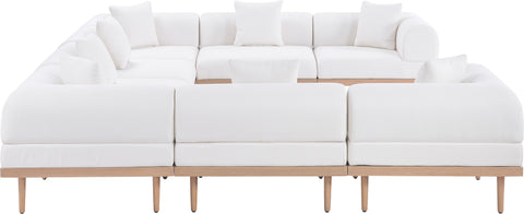 Mira 142" Cream Resilient Water Resistant Fabric Upholstered Outdoor Patio Sectional, 8-Piece